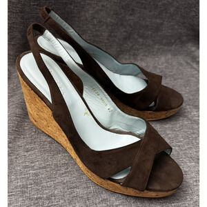 Boden Slingback Wedge Sandals, Eu 40 US 9, Brown, Open Toe